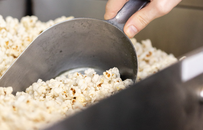 Close up of popcorn scooper